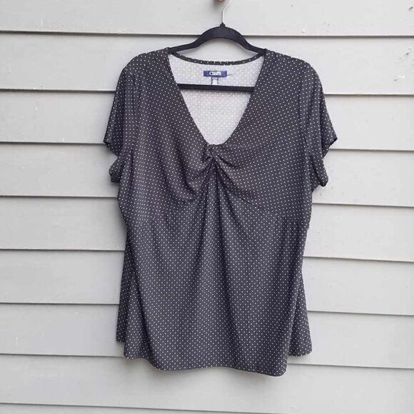 Chaps Black White Polka Dot Knit Top size 1X - Picture 1 of 8